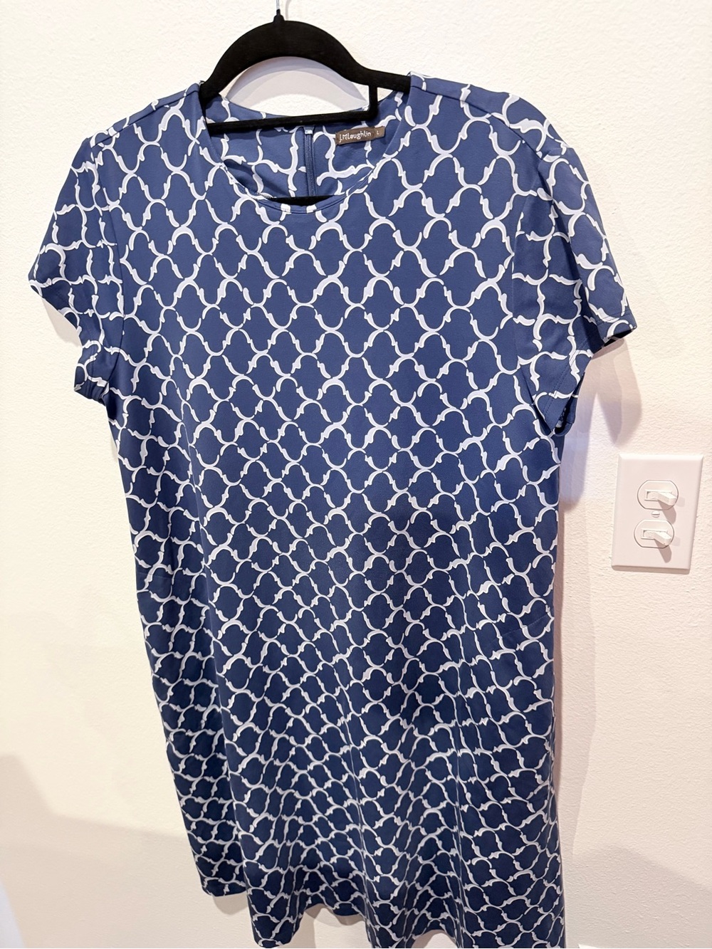 J. McLaughlin Navy and White Geometric  Dress